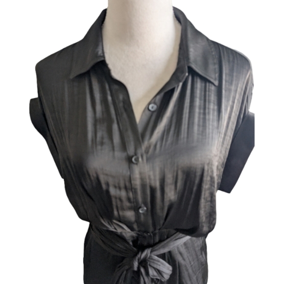 Steve Madden TORI Black Satin Romper Button Front NWT 0/XS - Picture 6 of 12